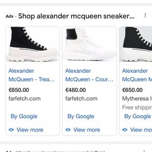 Alexander McQueen high sneakers,worn one time were 650$,have cloth bag also